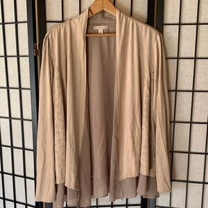 Suede -look Jacket in warm rose beige fabulous unique open style semi sheer edg